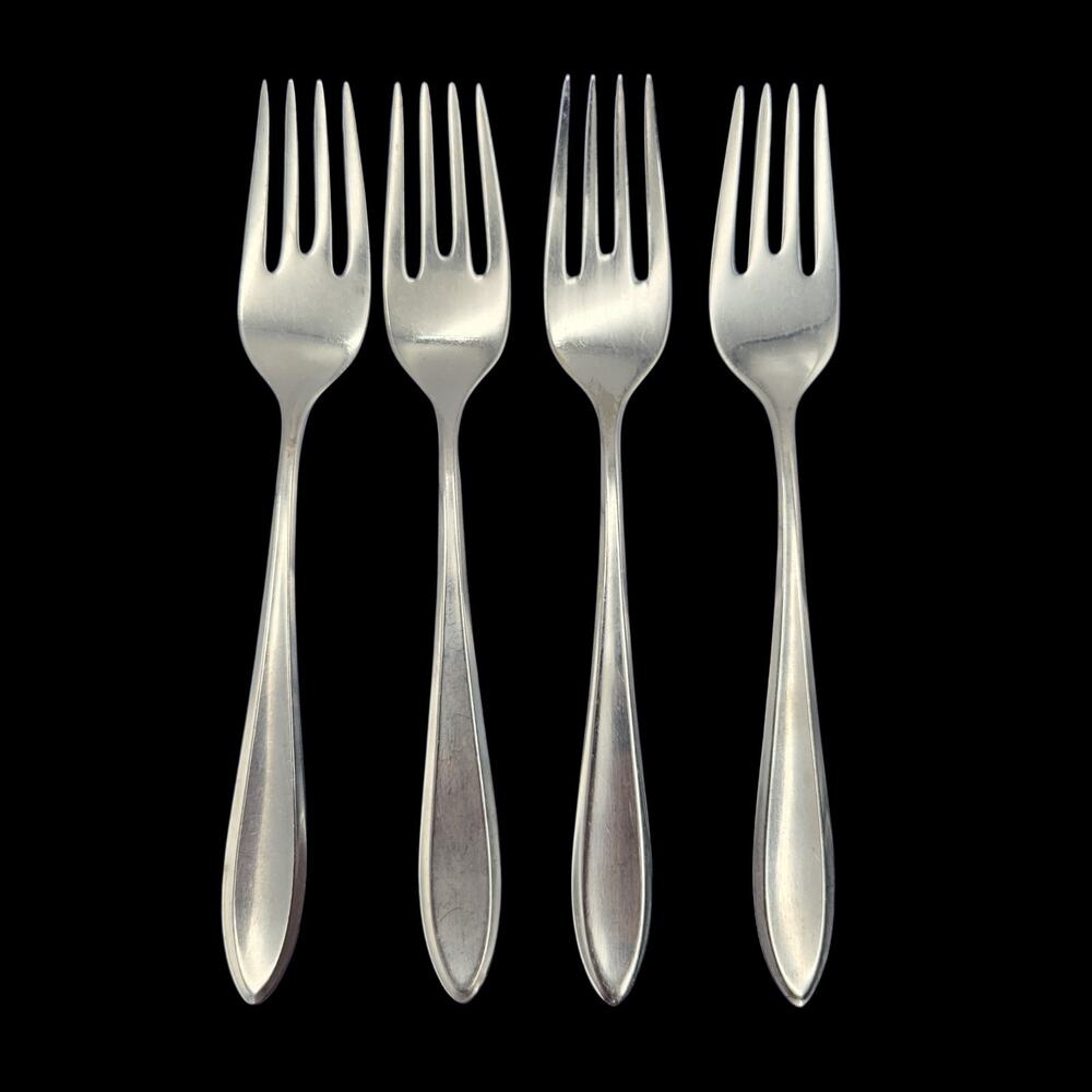 WMF Cromargan Germany Stainless Silverware SHADOWPOINT 7" Salad Fork Set 4